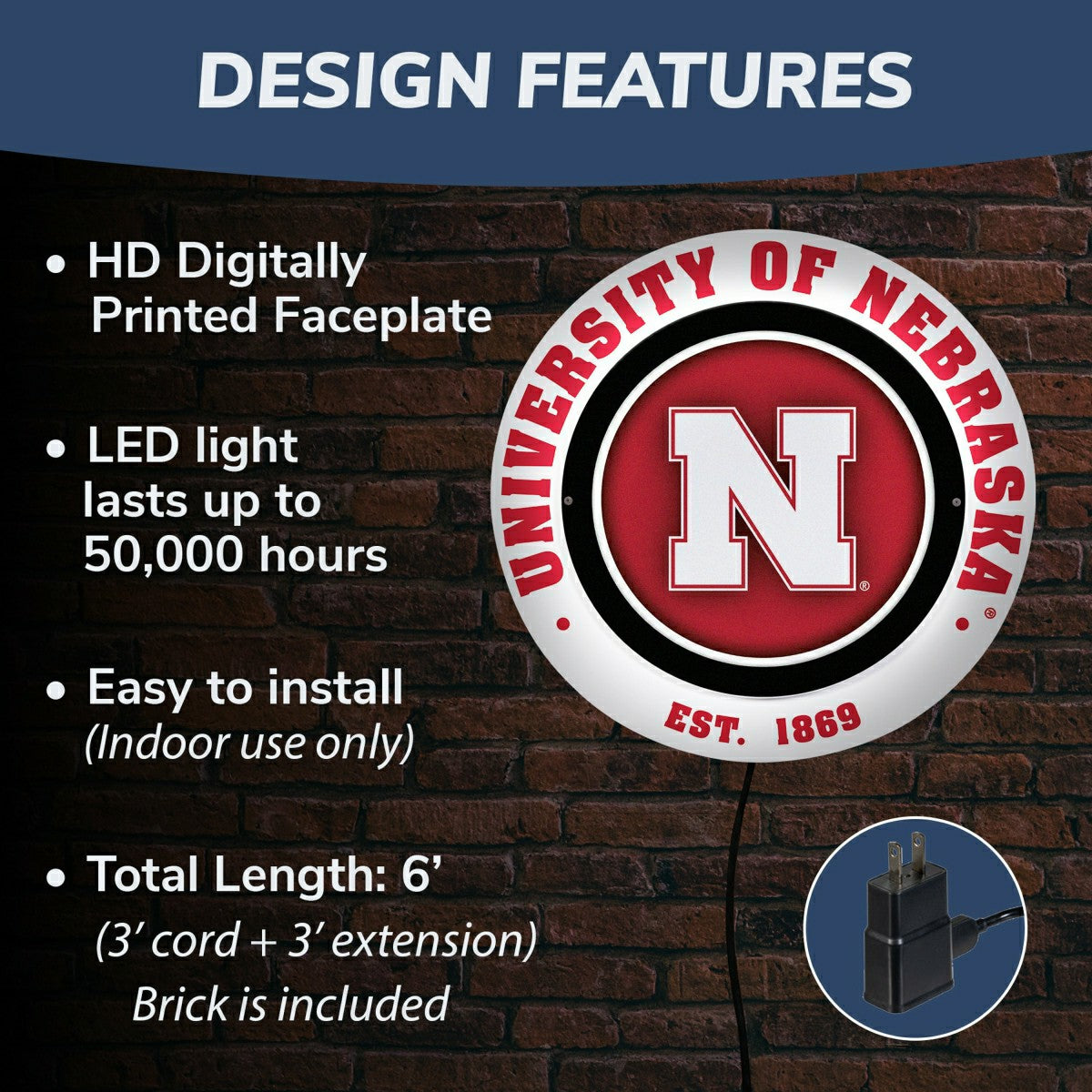 University of Nebraska, Metal Lite, Round