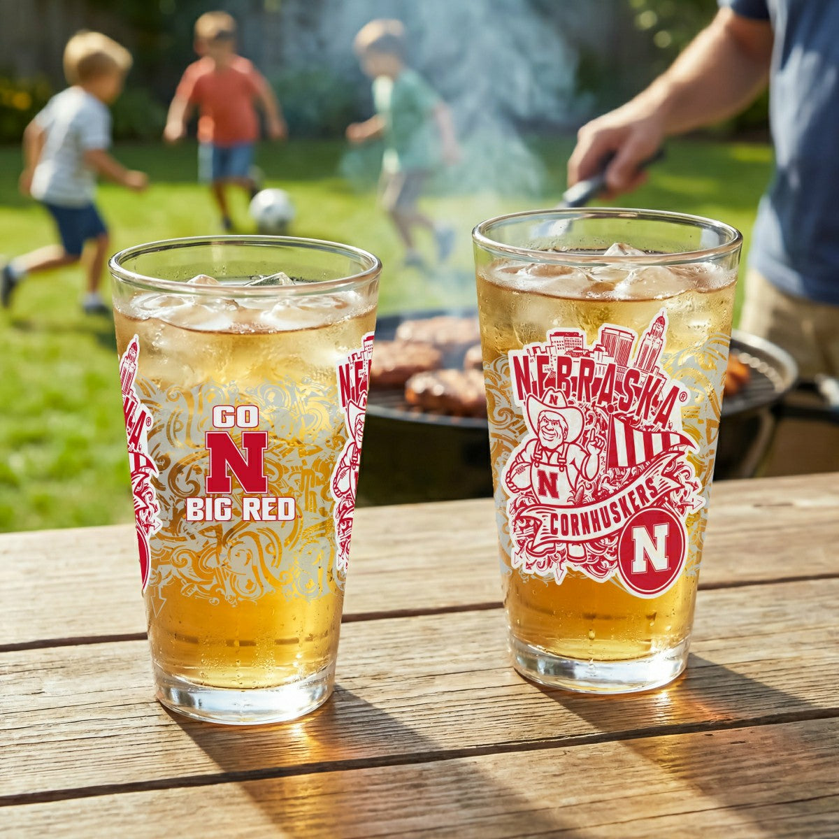 University of Nebraska 16oz Glass pint, Set of 2