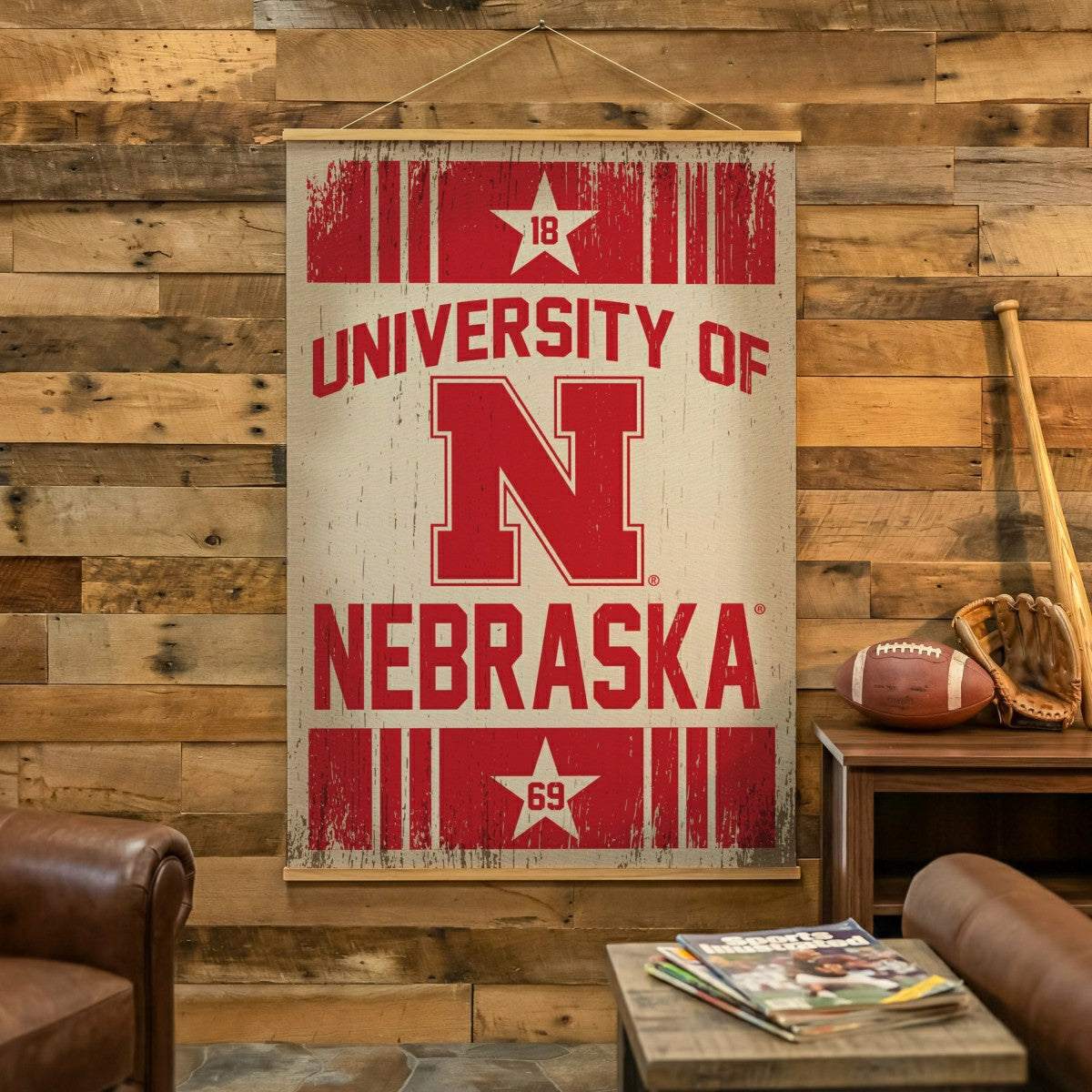 University of Nebraska, Canvas Wall Tapestry, Large, 54x36
