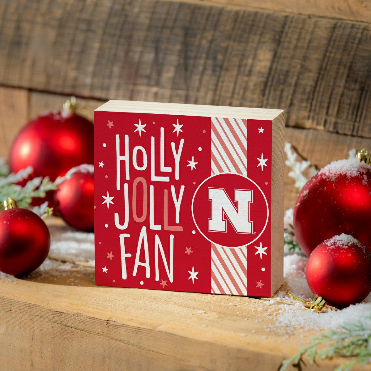 University of Nebraska Block, Holiday, 6x6