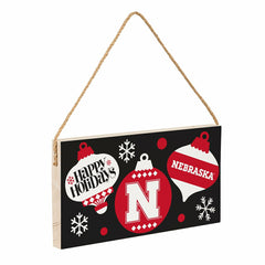 University of Nebraska Holiday Wood Wall Sign, 6x11