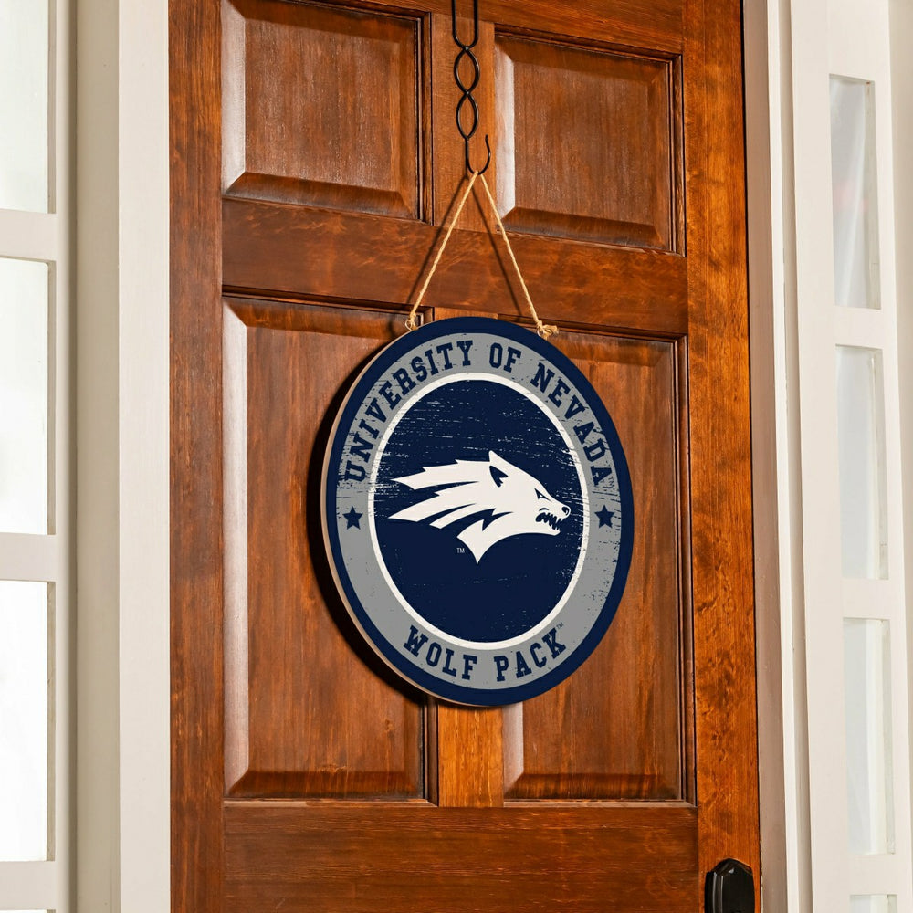 University of Nevada Round Door Décor with Hanging Rope, 18x18