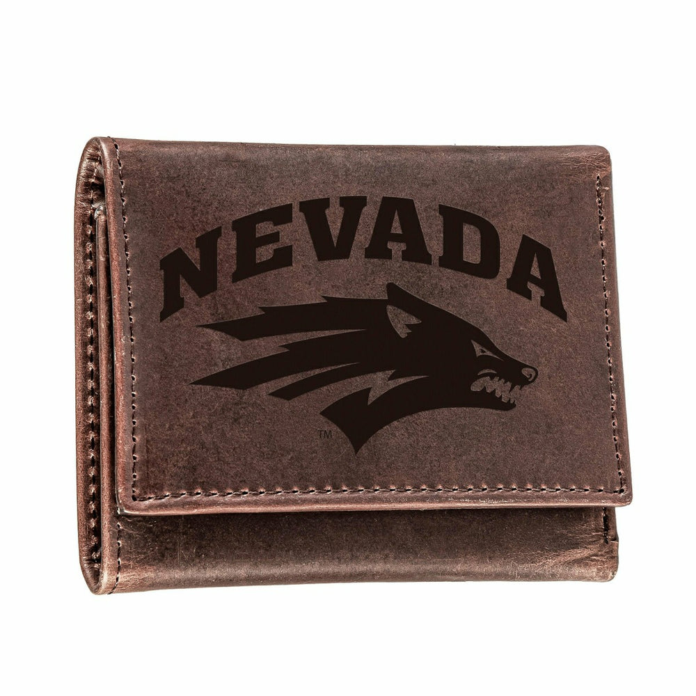 University of Nevada, Reno, Tri-Fold Wallet, Brown, CH, 100% Genuine L