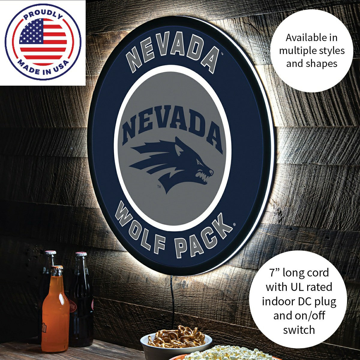 LED Wall Decor, Round, University of Nevada