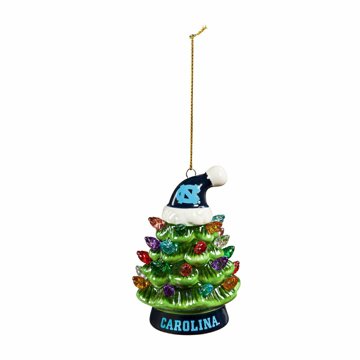 4" LED Ceramic Christmas Tree Ornament with Team Santa Hat, University