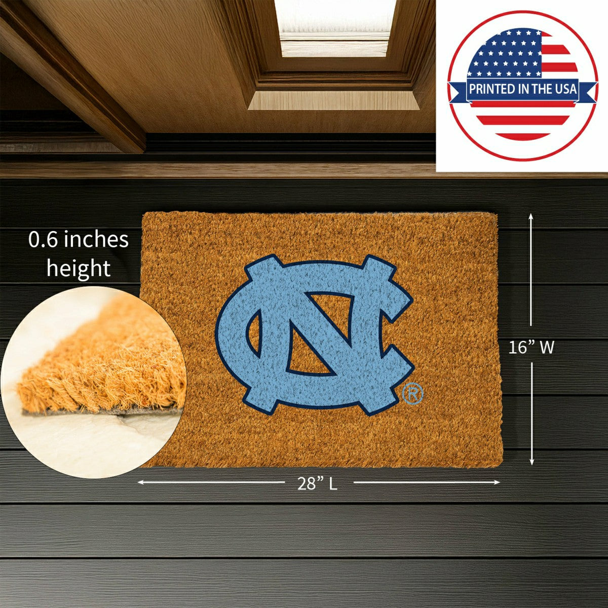 Coir Mat, 16"x28", University of North Carolina