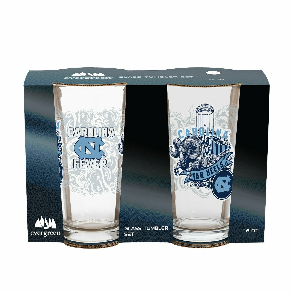 University of North Carolina 16oz Glass pint, Set of 2