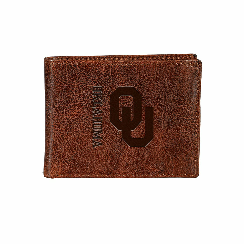University of Oklahoma, Embossed 100% Genuine Tumbled Leather Passcase
