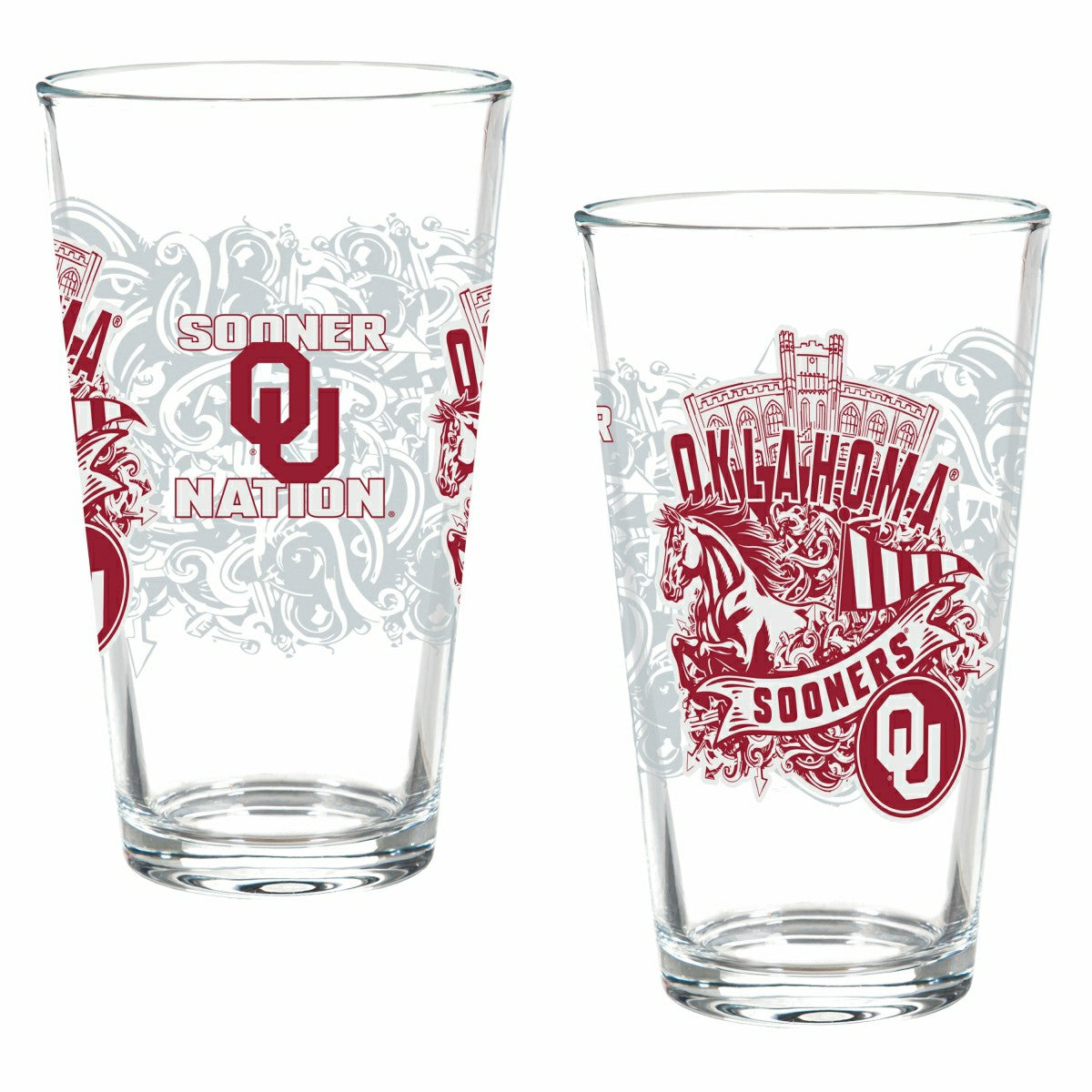 University of Oklahoma 16oz Glass pint, Set of 2