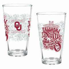 University of Oklahoma 16oz Glass pint, Set of 2