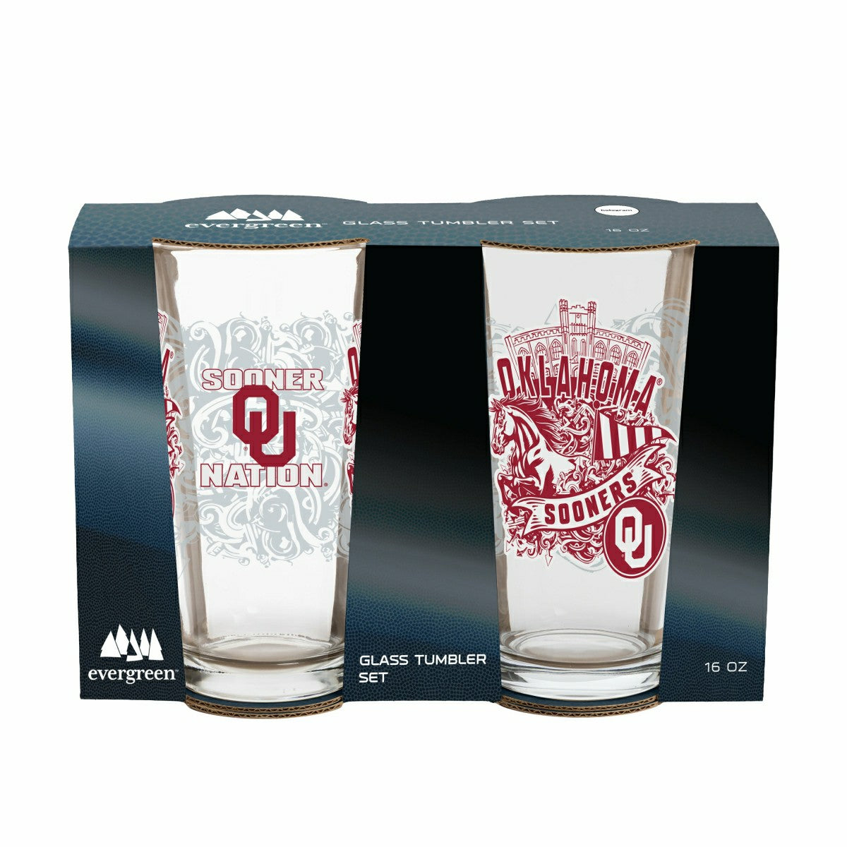 University of Oklahoma 16oz Glass pint, Set of 2