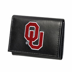 University of Oklahoma Black Tri-Fold Embroidered Wallet w/ RFID Blocking