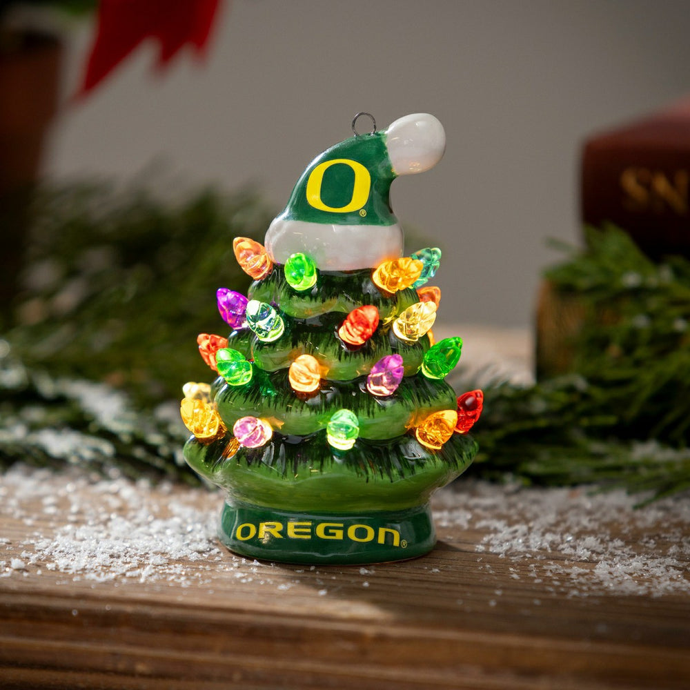 4" Mini LED Tabletop Christmas Tree, Set of 2, University of Oregon