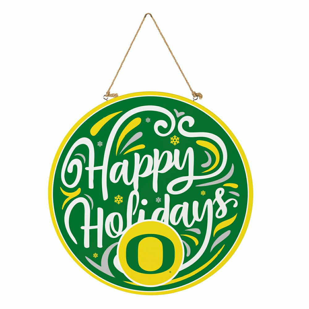 University of Oregon Holiday Round Door Décor with Hanging Rope, 18x18