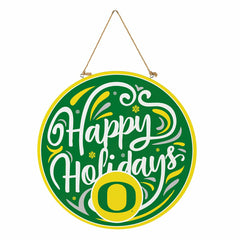 University of Oregon Holiday Round Door Décor with Hanging Rope, 18x18