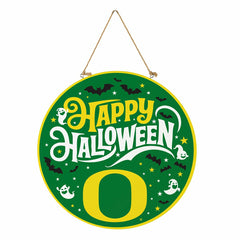 University of Oregon Halloween Round Door Décor with Hanging Rope, 18x