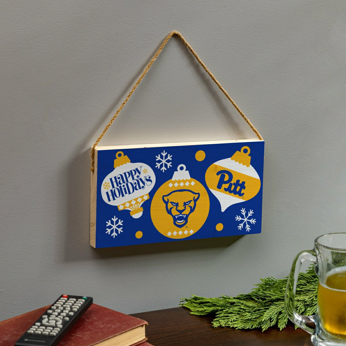 University of Pittsburgh Holiday Wood Wall Sign, 6x11
