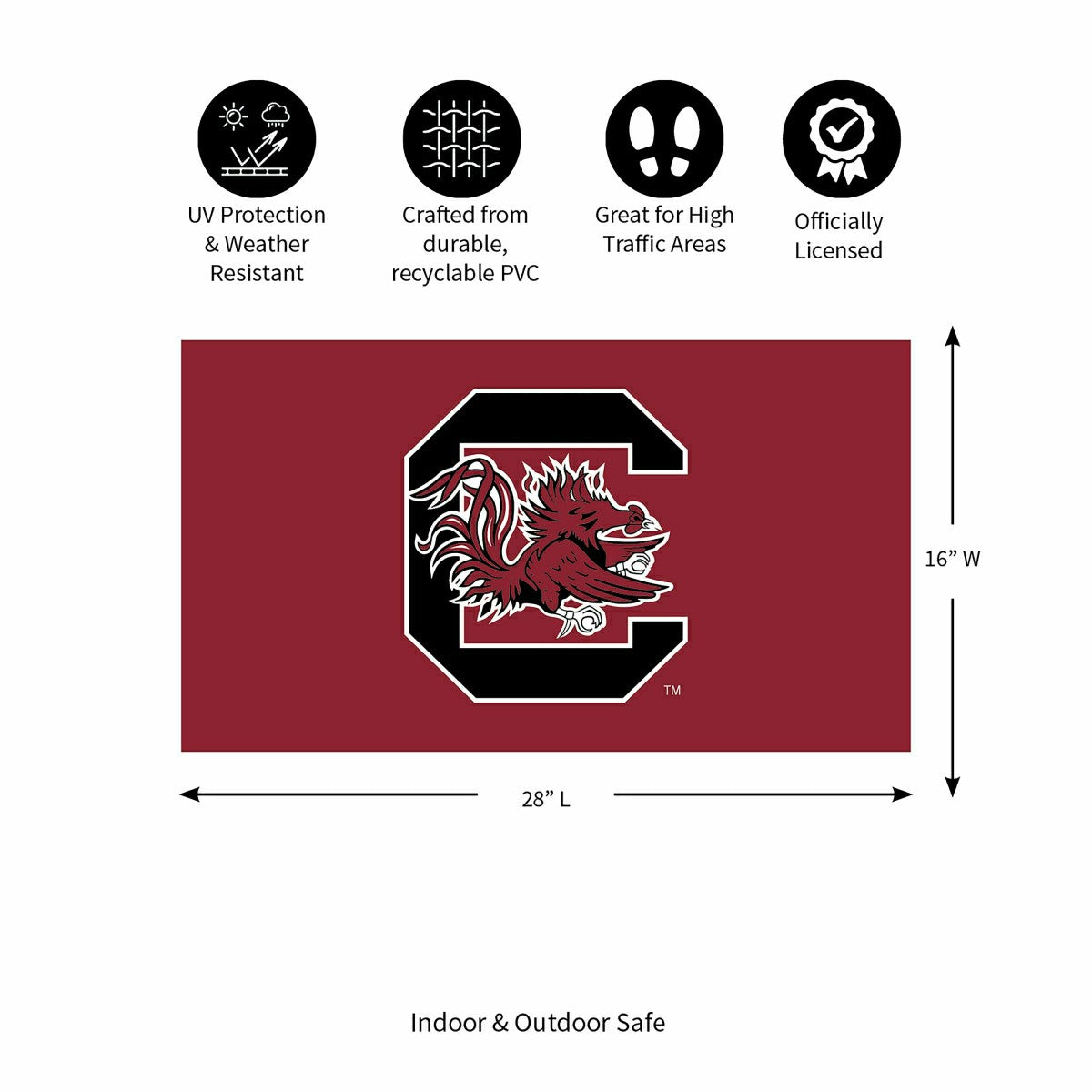Full Color PVC Mat, 16" x 28", University of South Carolina