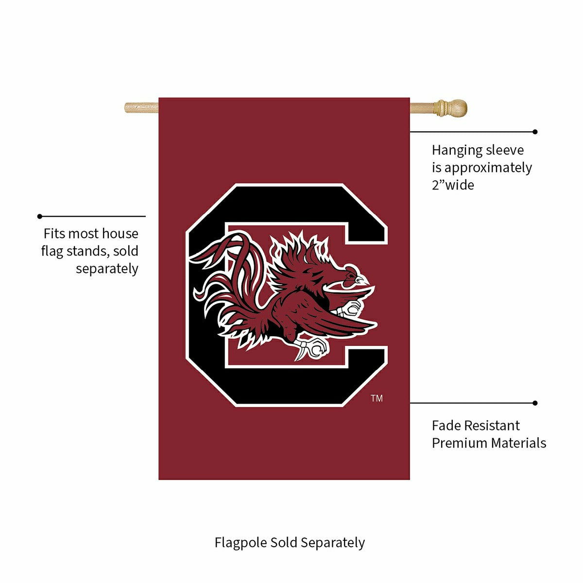 University of South Carolina Applique House Flag