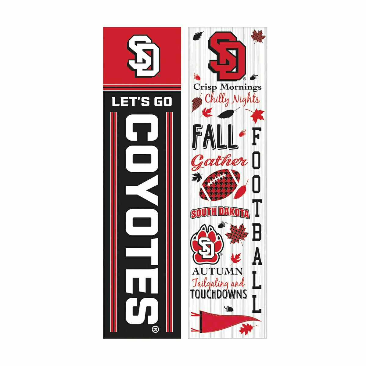 46" Double Sided Leaner, University of South Dakota, Fall Seasonal