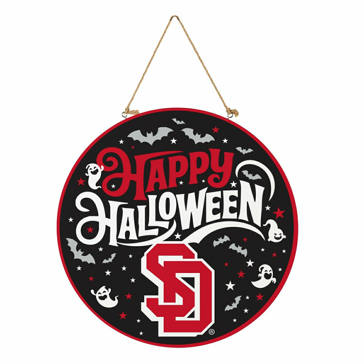 University of South Dakota Halloween Round Door Décor with Hanging Rop