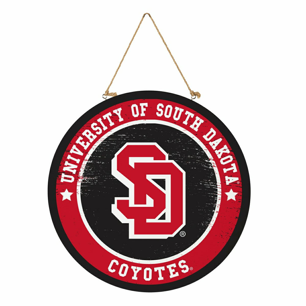 University of South Dakota Round Door Décor with Hanging Rope, 18x18