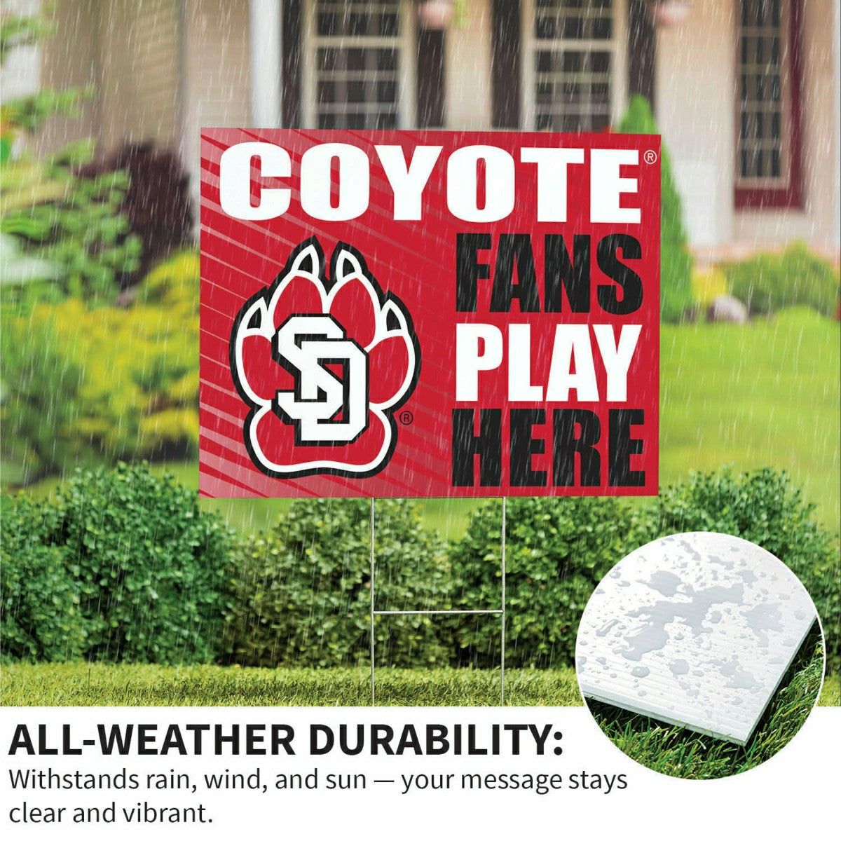 University of South Dakota Coroplast Yard Sign "Fans Play Here"