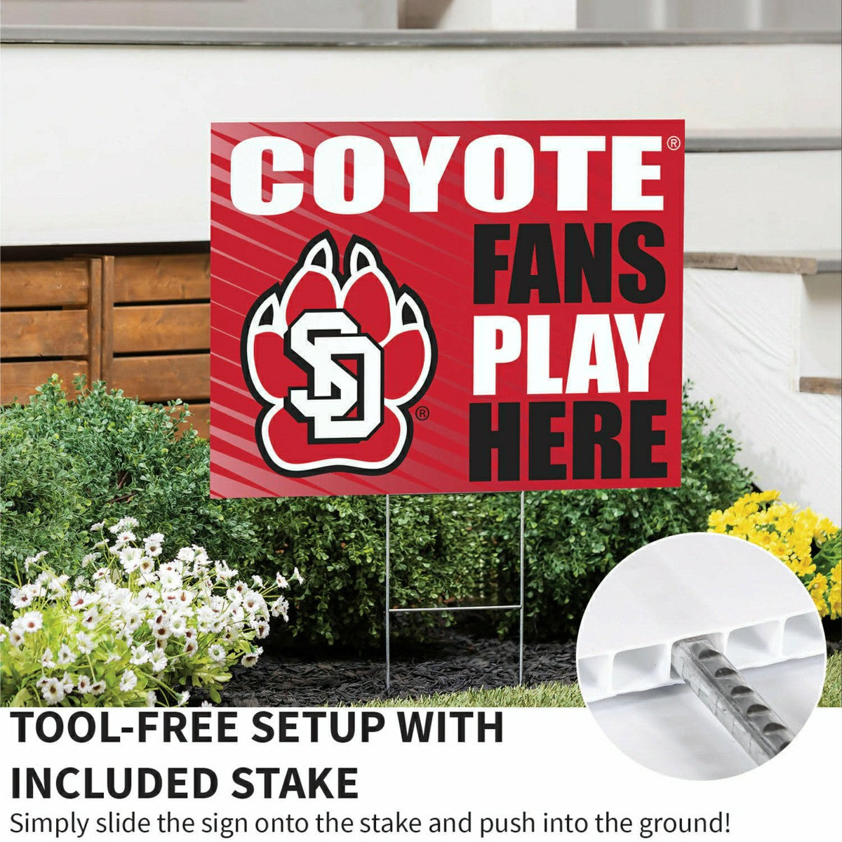University of South Dakota Coroplast Yard Sign "Fans Play Here"