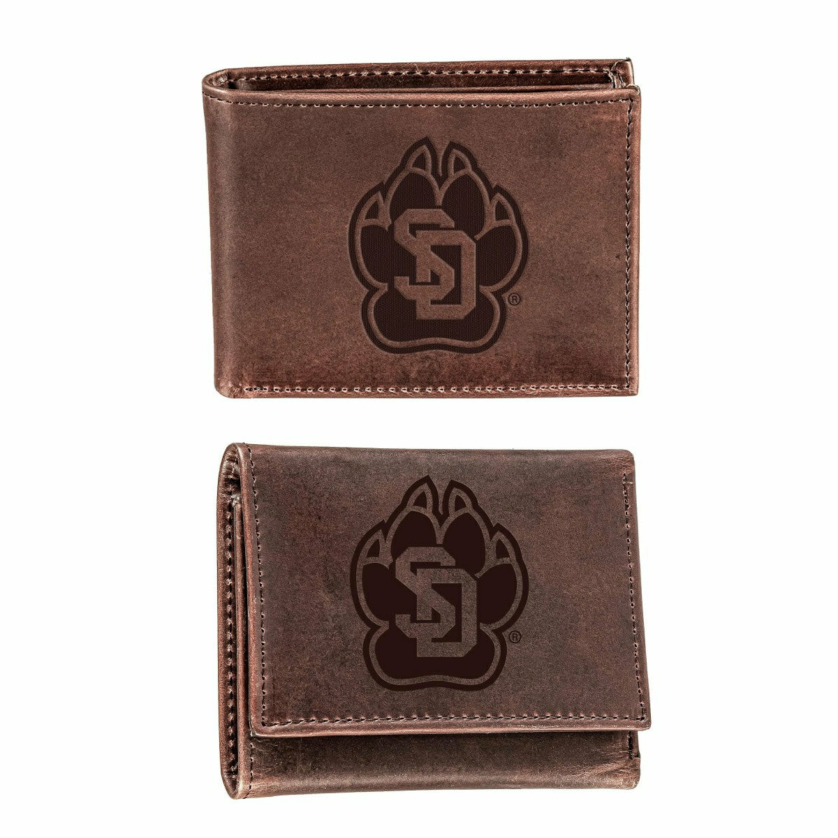 University of South Dakota, Bi-Fold and Tri-Fold Wallet Gift Set, Brow