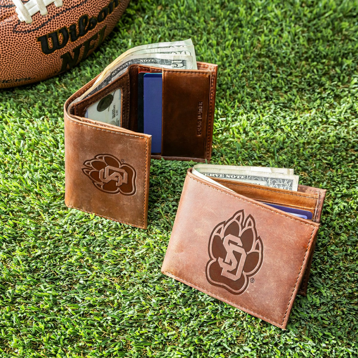 University of South Dakota, Bi-Fold and Tri-Fold Wallet Gift Set, Brow