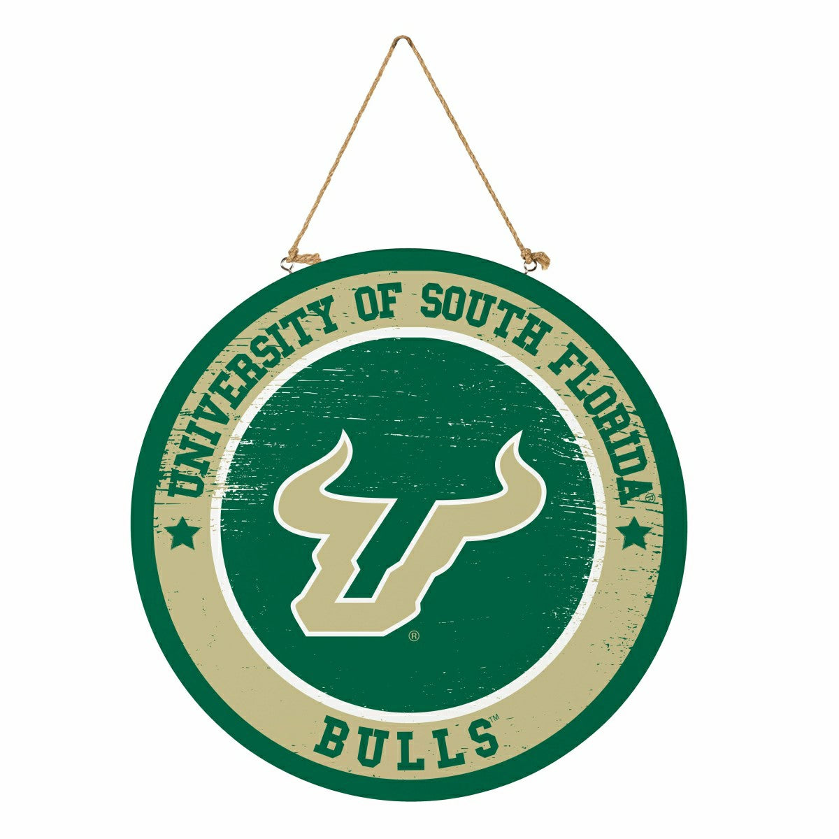 University of South Florida Round Door Décor with Hanging Rope, 18x18