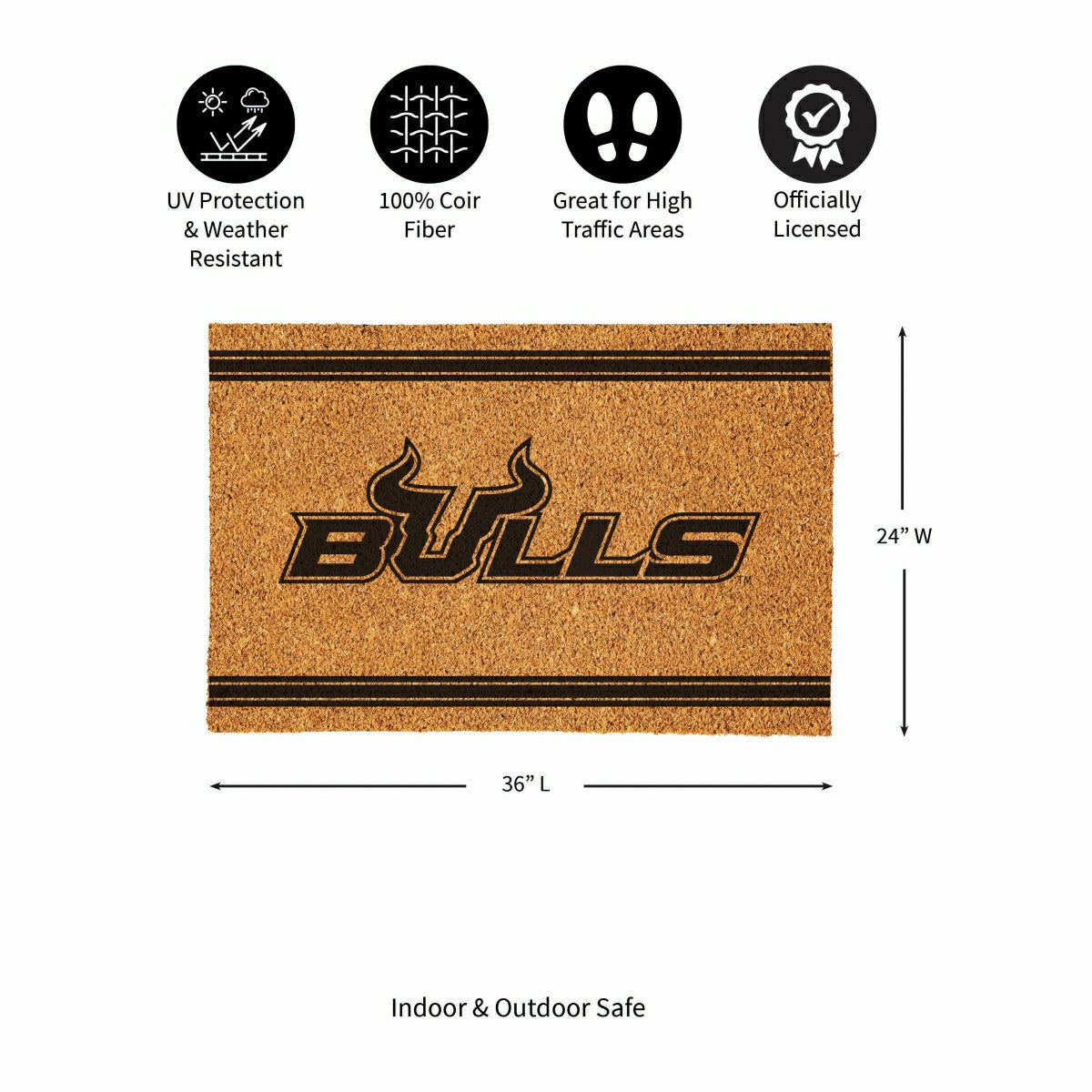 University of South Florida Large One Color Coir Mat, 36"x24"