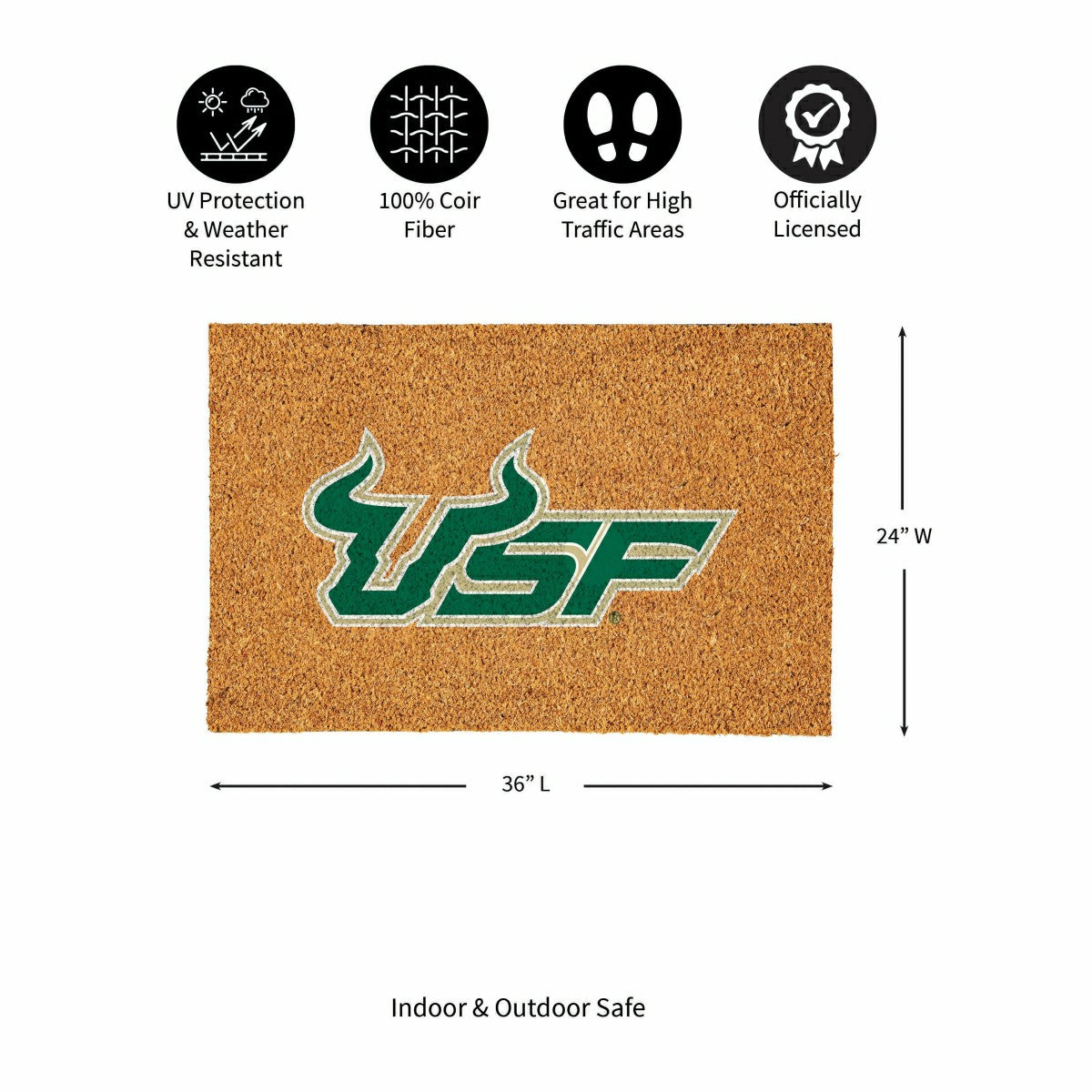 University of South Florida Large Full Color Coir Mat, 36"x24"