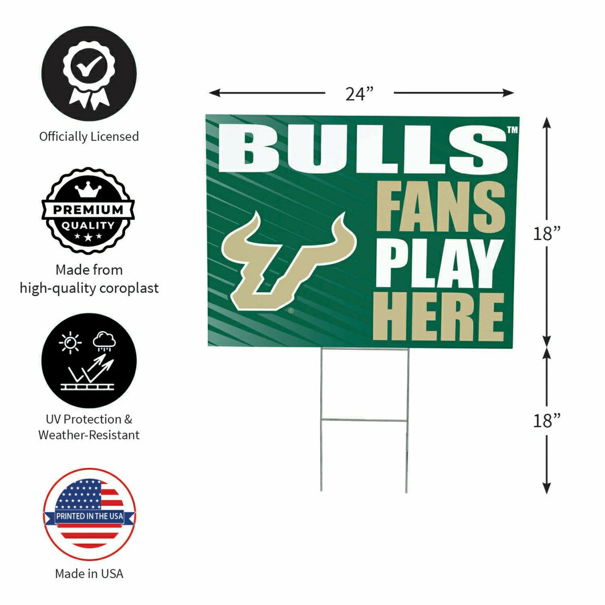 University of South Florida Coroplast Yard Sign "Fans Play Here"