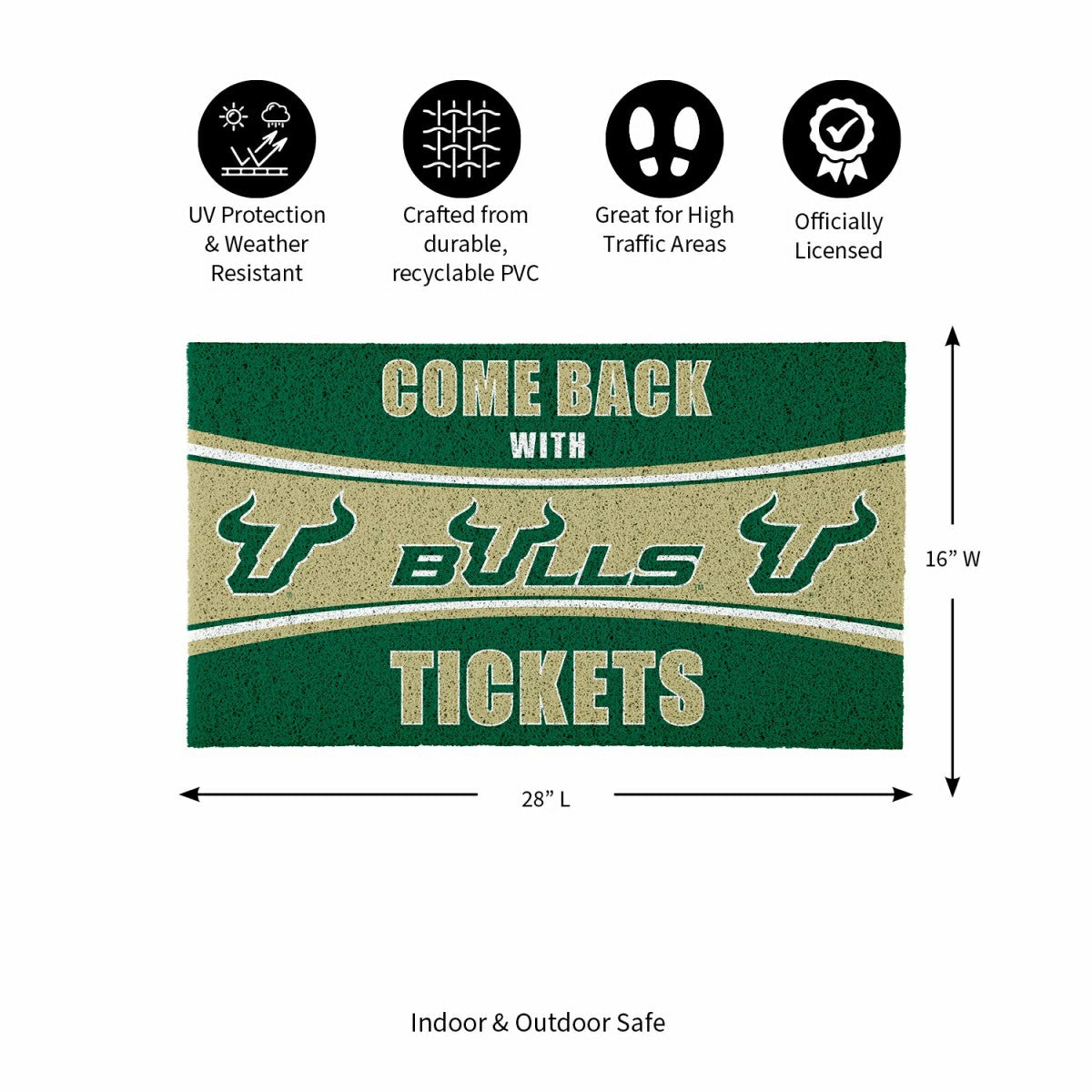 28" x 16" PVC Trapper Mat, Come Back with Tickets, University of South