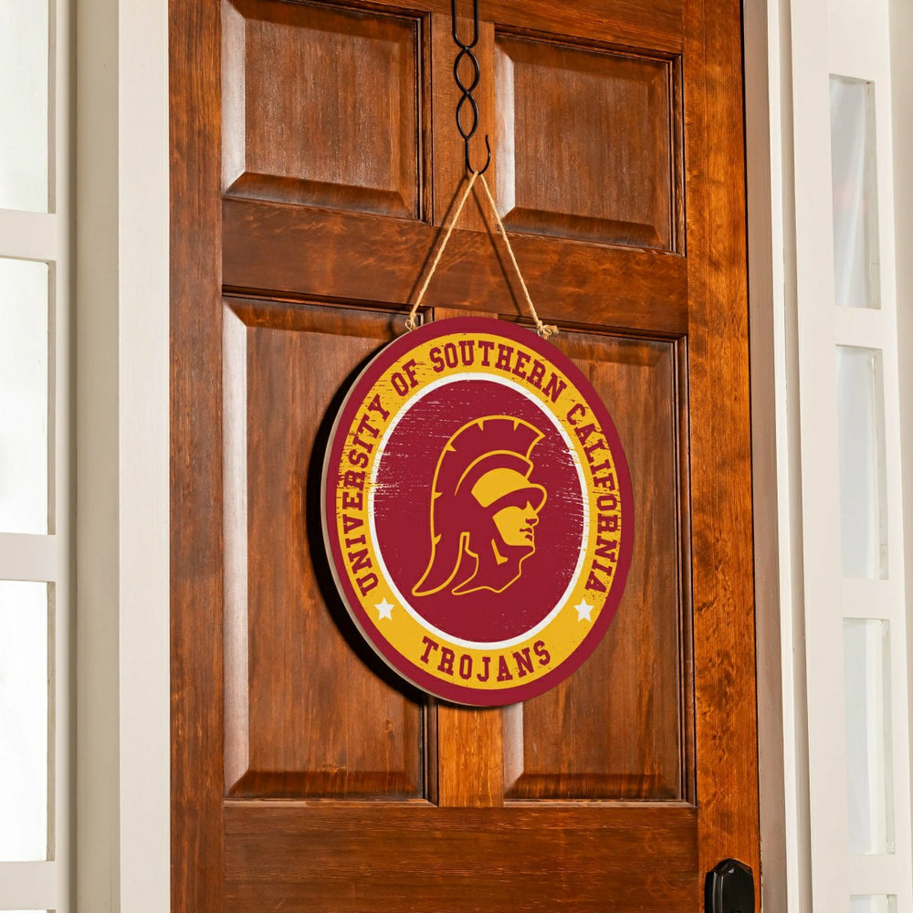 University of Southern California Round Door Décor with Hanging Rope,