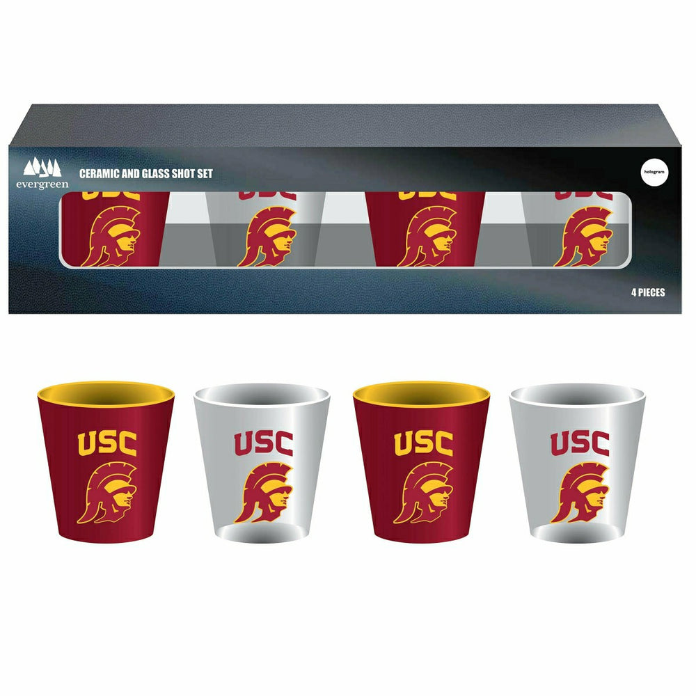 University of Southern California 4-Piece Ceramic and Glass 2oz. Shot