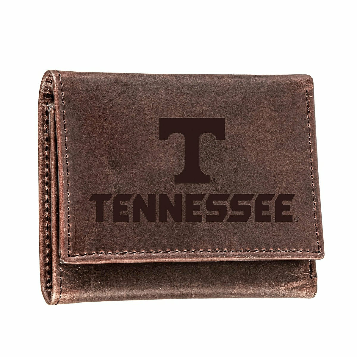 University of Tennessee, Tri-Fold Wallet, Brown, CH, 100% Genuine Leat