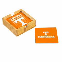 University of Tennessee Ceramic Coasters Set, 4pcs with Wood Caddy