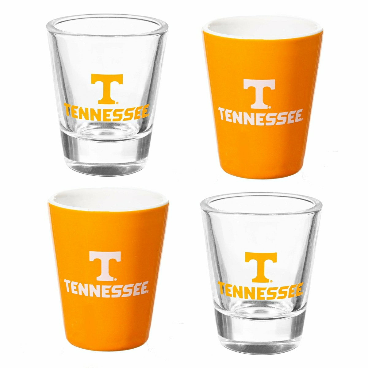 University of Tennessee 4-Piece Ceramic and Glass 2oz. Shot Glass Set