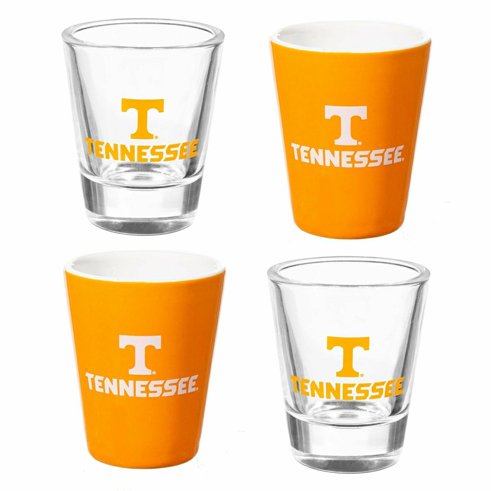 University of Tennessee 4-Piece Ceramic and Glass 2oz. Shot Glass Set
