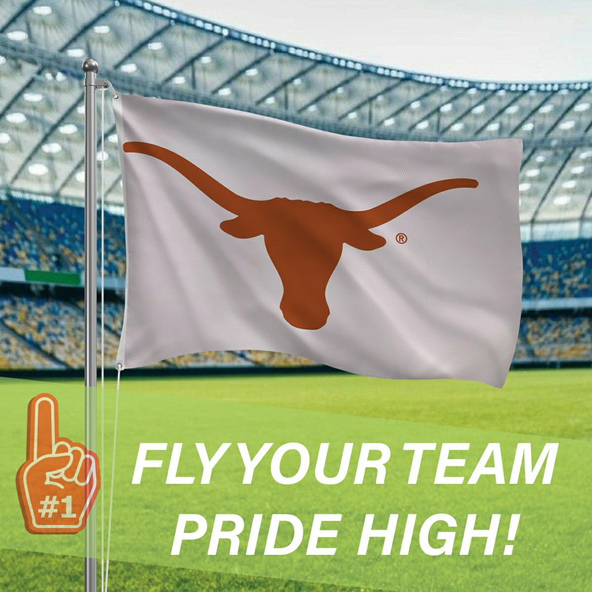 University of Texas Single Sided Flag w/ 2 Grommets, 3'x5'