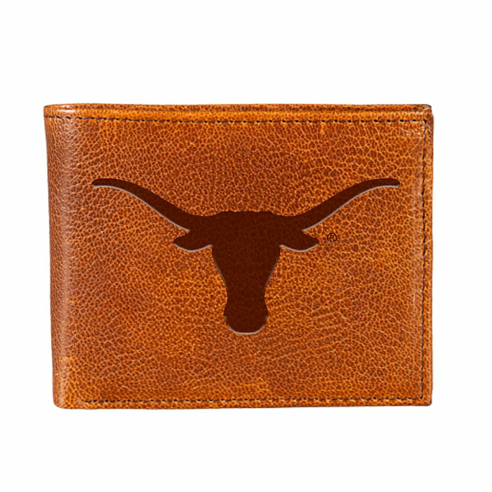 University of Texas, Embossed 100% Genuine Tumbled Leather Passcase Bi