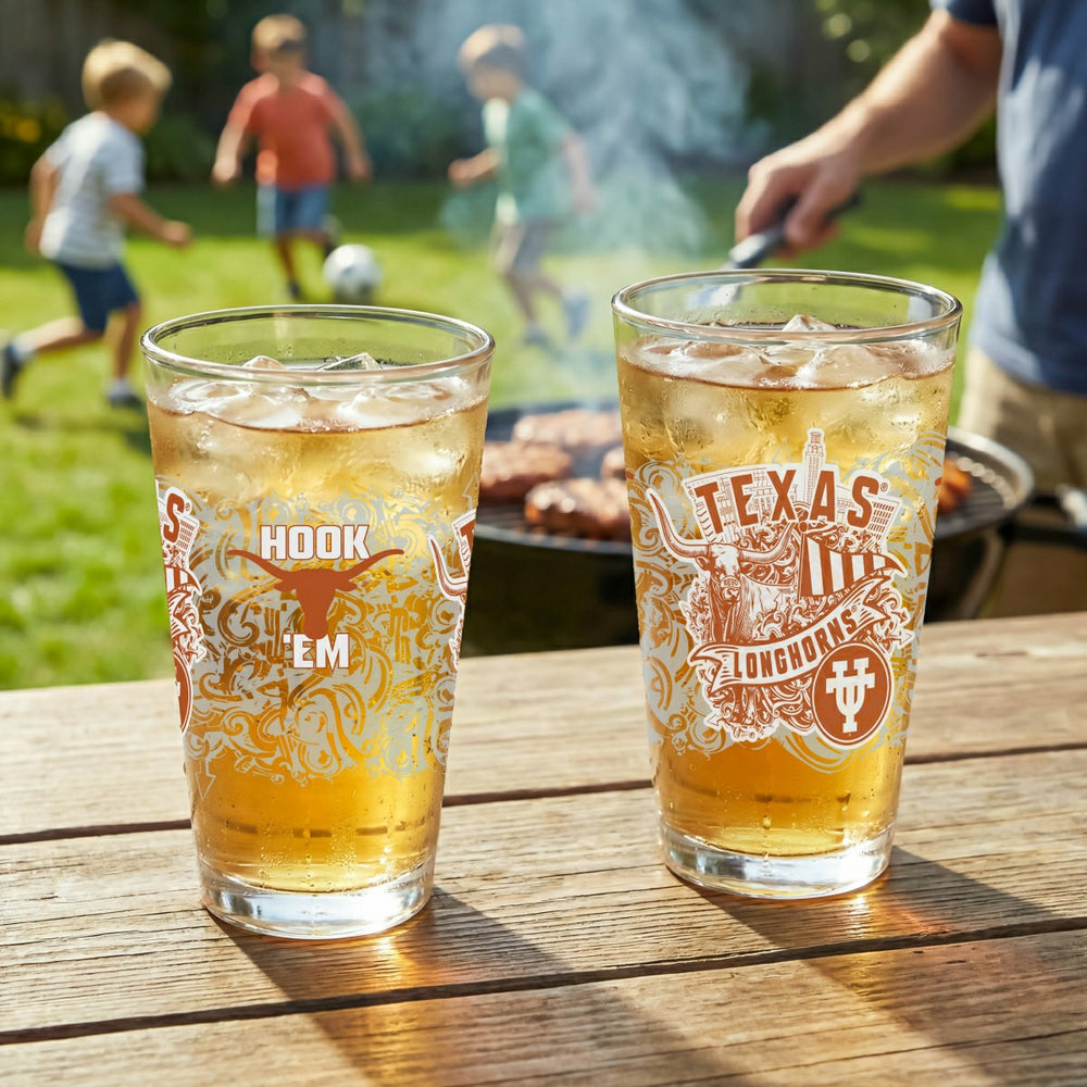 University of Texas 16oz Glass pint, Set of 2