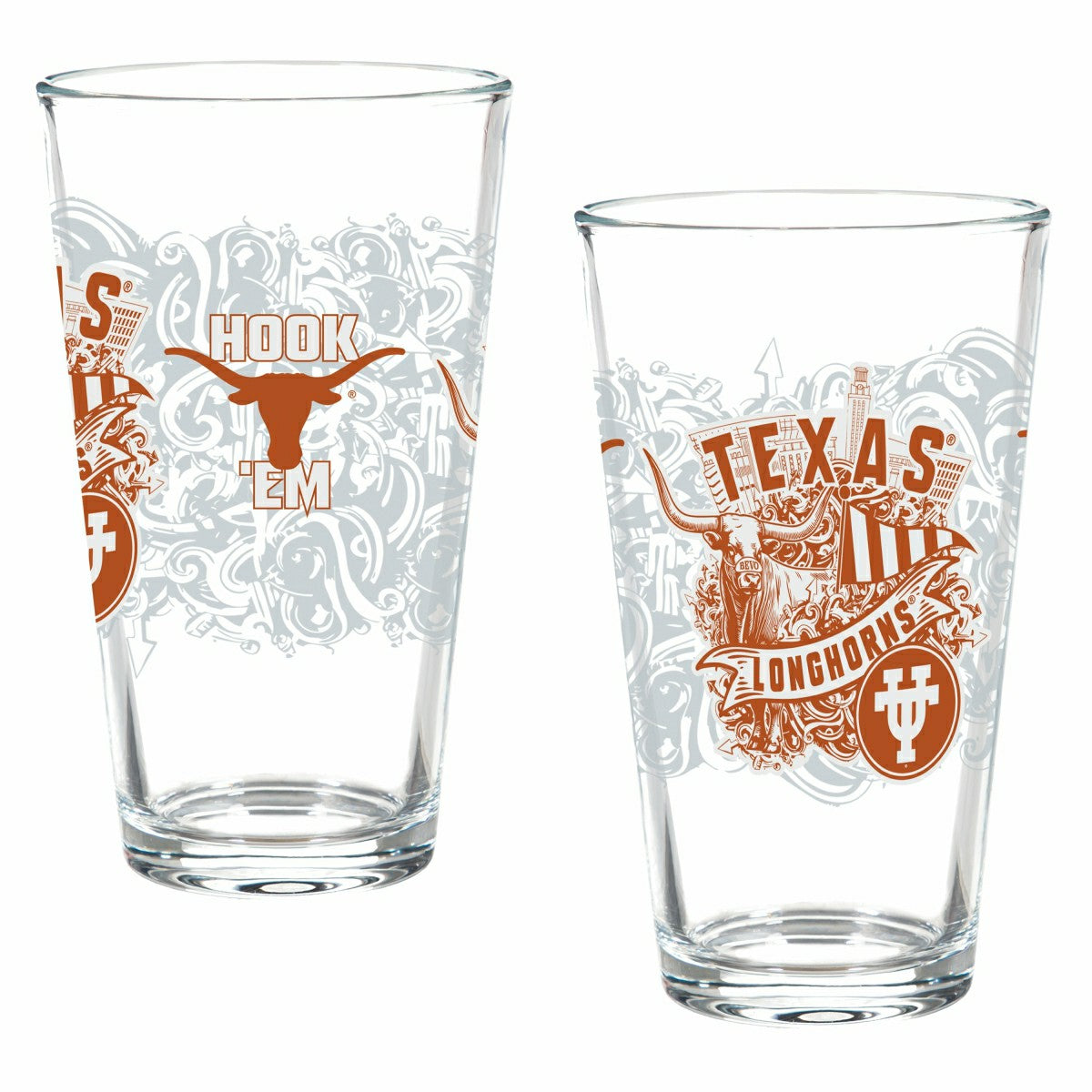 University of Texas 16oz Glass pint, Set of 2