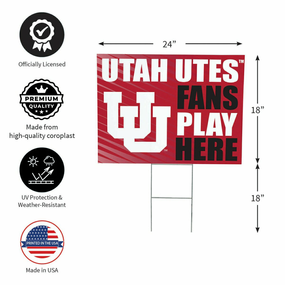 University of Utah Coroplast Yard Sign "Fans Play Here"
