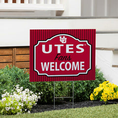 University of Utah Coroplast Yard Sign, "Fans Welcome"