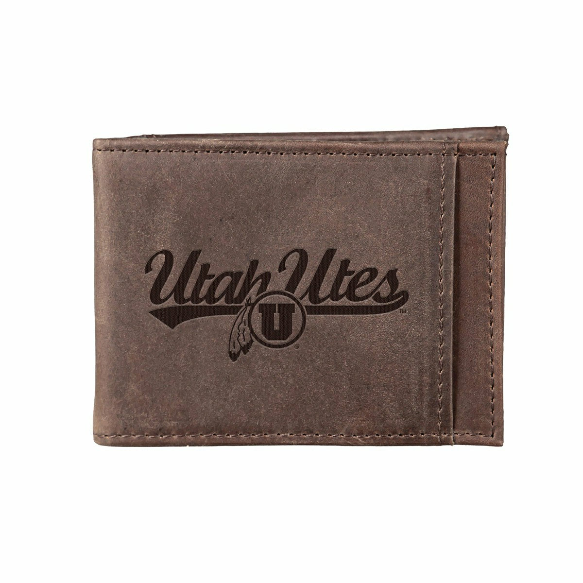 Front Pocket Wallet w/ RFID Blocking, University of Utah, Brown