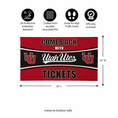 28" x 16" PVC Trapper Mat, Come Back with Tickets, University of Utah