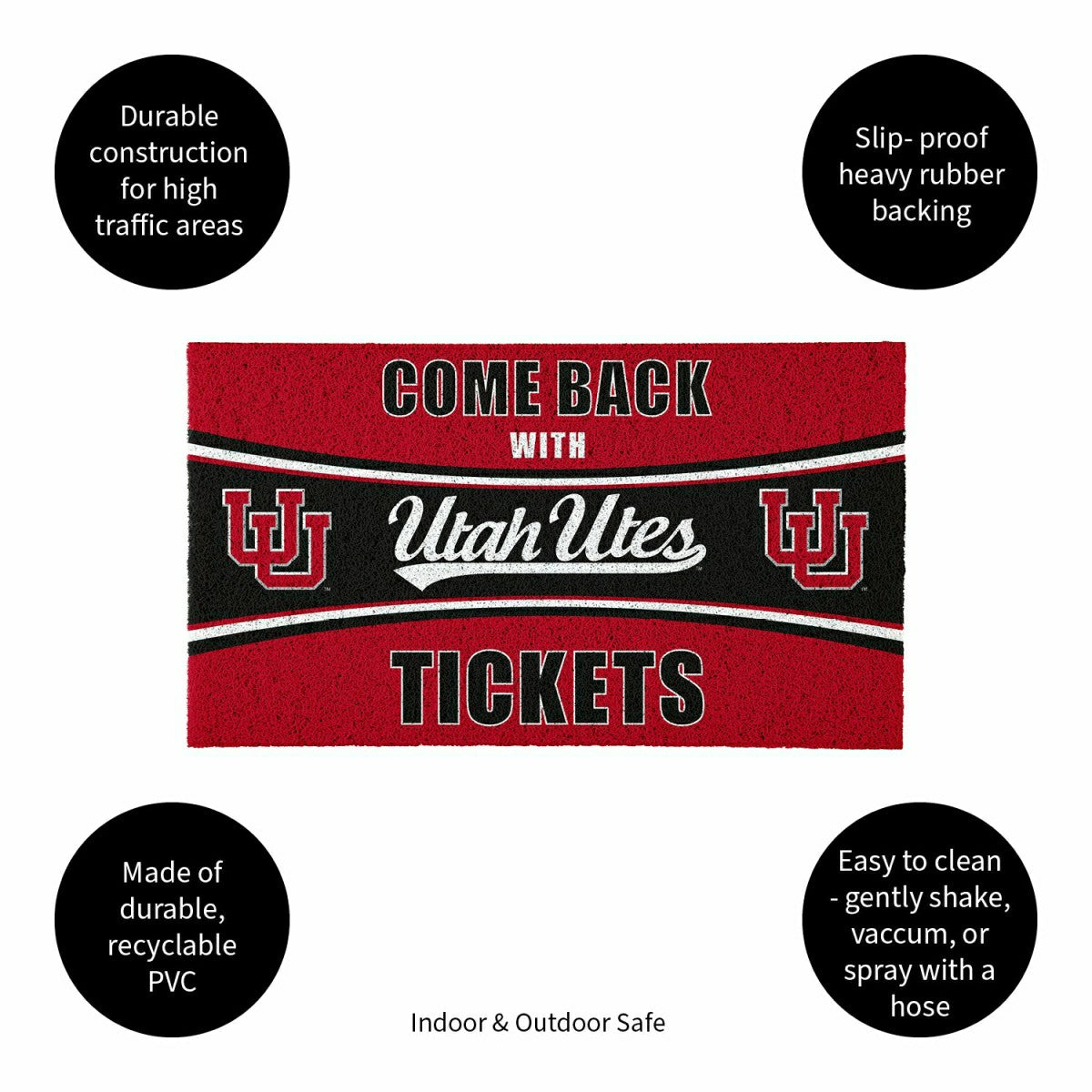 28" x 16" PVC Trapper Mat, Come Back with Tickets, University of Utah